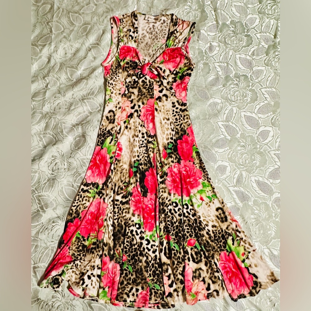 Joseph Ribkoff Leopard & Pink Floral Dress